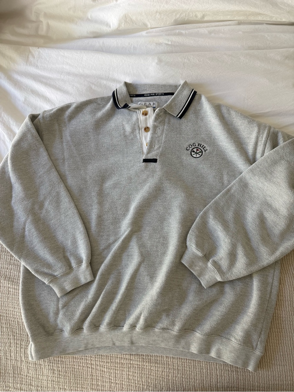 Gear For Sports Light Gray Polo Sweatshirt with Contrast Trim
